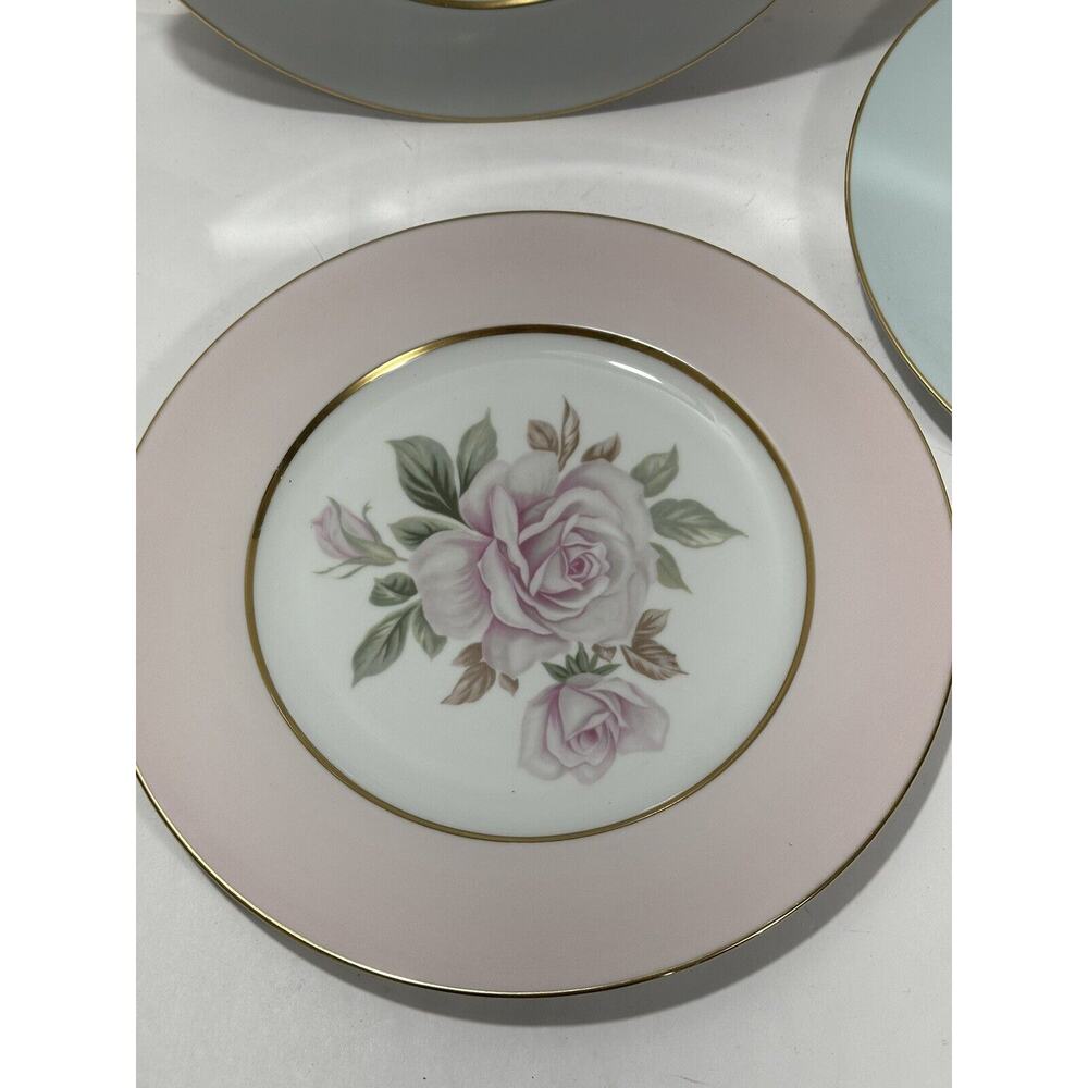 Set Of 3 Noritake Japan Dinner 11” Plate Flowers Pink Blue Gray Floral‎ Lot - Picture 2 of 8